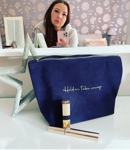 Make-up bags – war face & hold on take courage NFM designs