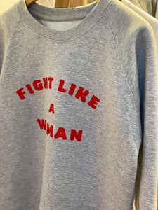 close-up-Grey-kids-feminist-sweatshirt-red-lettering-fight-like-a-woman-kids-tshirt--one-of-the-items-from-the-adoption-clothing-range-from-notafictionalmum