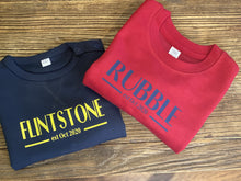 Load image into Gallery viewer, Baby personalised surname sweatshirt
