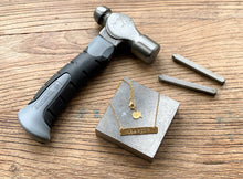 Load image into Gallery viewer, gold-hammered-bar-necklace-warrior-inscription-jewellery-hammer
