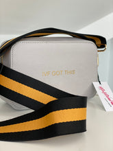 Load image into Gallery viewer, grey-leather-cross-body-bag-ivf-bag-ivf-got-this-mustard-black-strap-design
