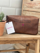 Load image into Gallery viewer, forever-dadda-brown-leather-washbag-in-bathroom
