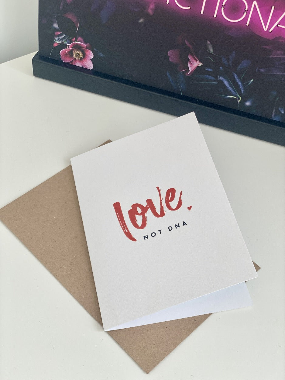 Adoption card| Love not DNA heart | step relatives card