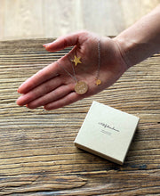 Load image into Gallery viewer, mixed-metals-handstamped-just-mum-pendant-necklace-with-gold-star-charm-rose-gold
