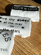Load image into Gallery viewer, love-is-love-babygrow-lgbtq-family-same-sex babygrows-set-four
