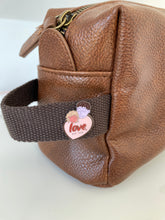 Load image into Gallery viewer, adoption-dad-stepdad-pinbadge-love-not-dna-pinbadge-brown-washbag-
