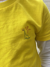 Load image into Gallery viewer, yellow-kids-t-shirt-dinosaur-logo
