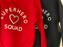 Load image into Gallery viewer, kids-superhero-squad-logo-jumpers-red-and-black
