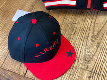 Load image into Gallery viewer, red-baseball-cap-warrior-slogan-kids
