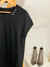 Load image into Gallery viewer, ladies-black-rolled-sleeved-itted-t-shirt-ivf-t-shirt-female-empowerment-t-shirt
