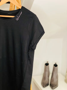 ladies-black-rolled-sleeved-itted-t-shirt-ivf-t-shirt-female-empowerment-t-shirt
